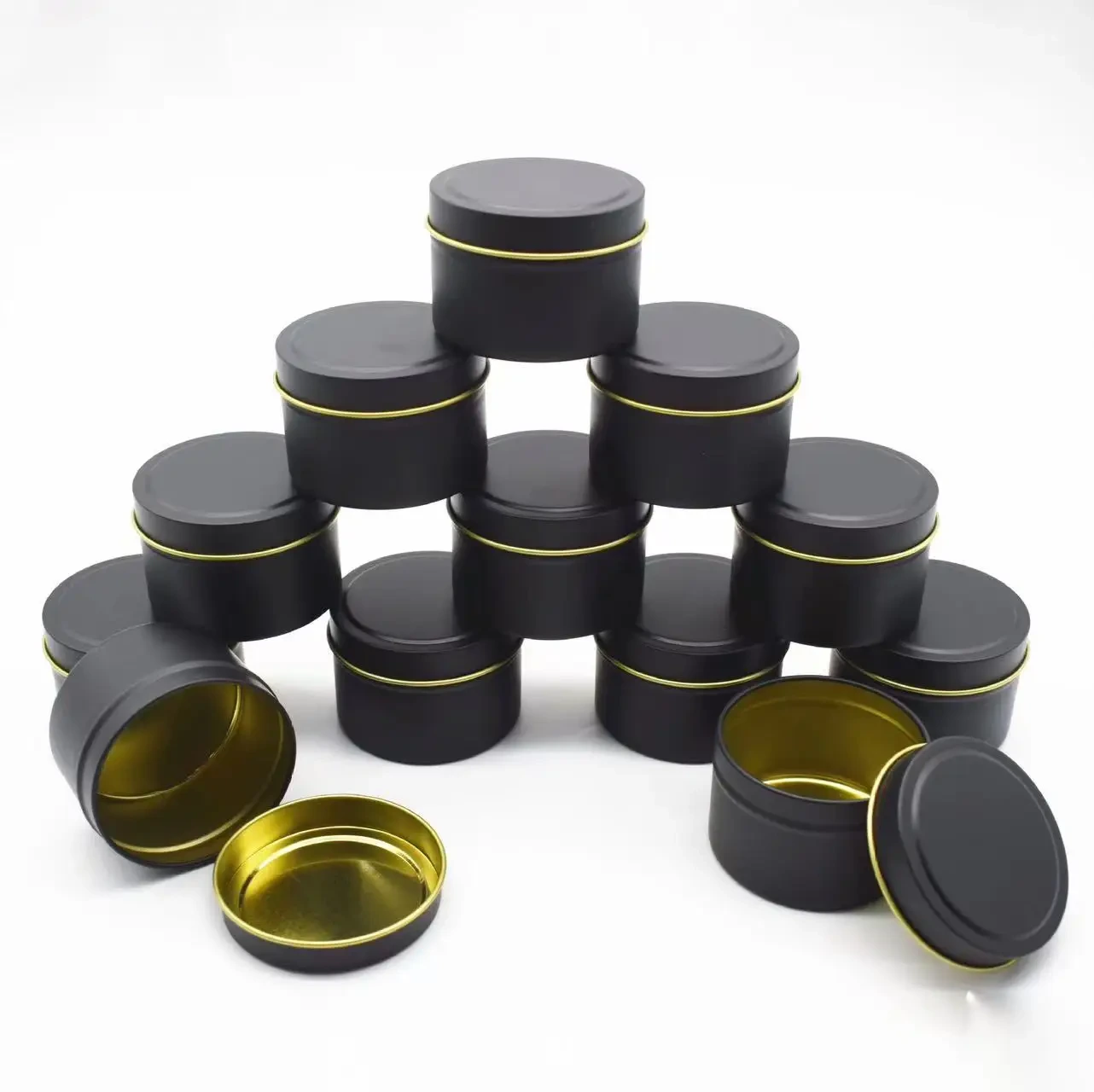 Weihnachten Großhandel Luxus Runde Metall Matte Dosen Kerze 2 Unzen 4 Unzen 8 Unzen Leere Behälter Kerzen Gläser Mit Deckel Kerze Zinn Box 1