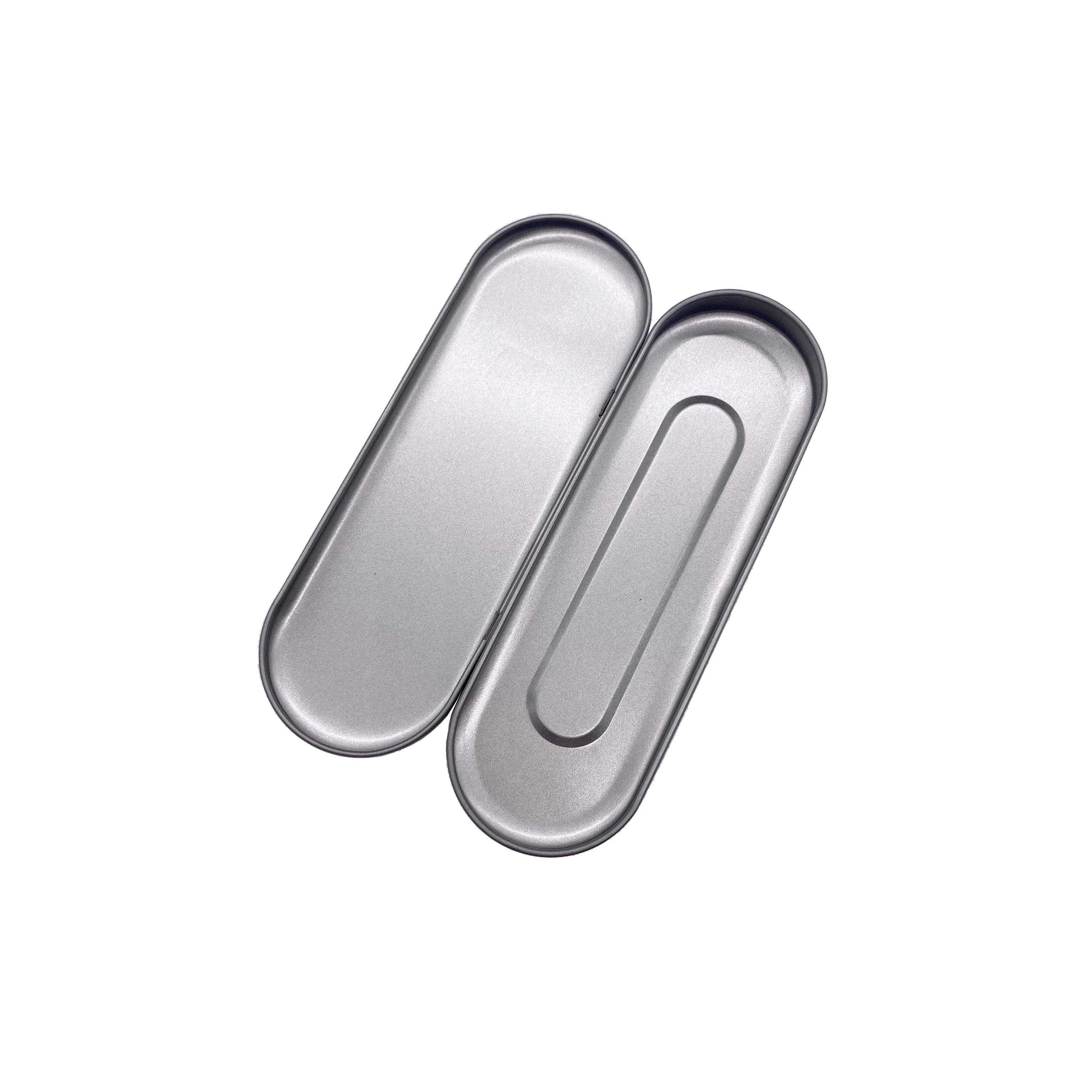Factory Hot Selling Silver Tin Can Flip Cover Stationery Pen Box Custom Logo Tin Box 1