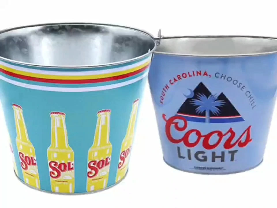 OEM ODM Custom LOGO Design Wine Barrel Tin Box Packaging Food Grade Metal Tin Can ice buckets for parties and drinks 1