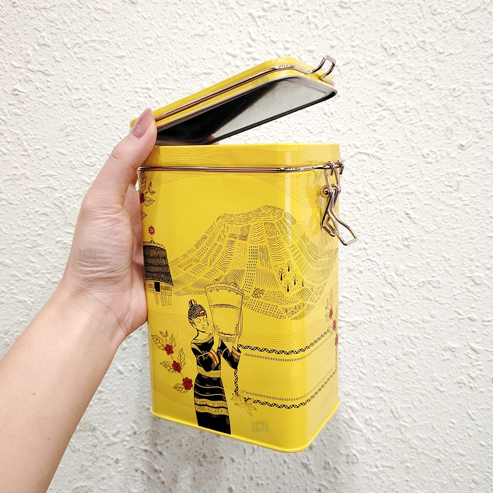 OME ODM Custom Logo Tea Gift Tin Box Packaging Food Grade Airtight Metal Coffee Tea Tin Can With Hinge Locks 1