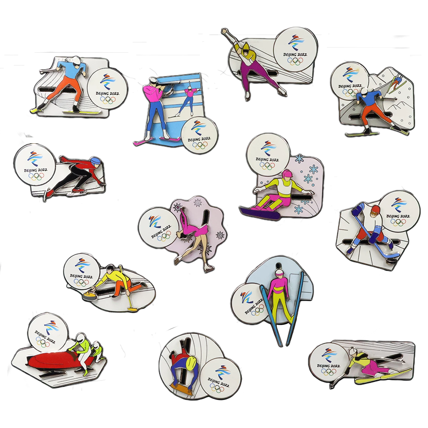 Épingles à revers en émail coloré, jeu d'hiver créatif, accessoires personnalisés, badges en métal, scène de montagne, épingle en émail dur et doux pour skieur 1