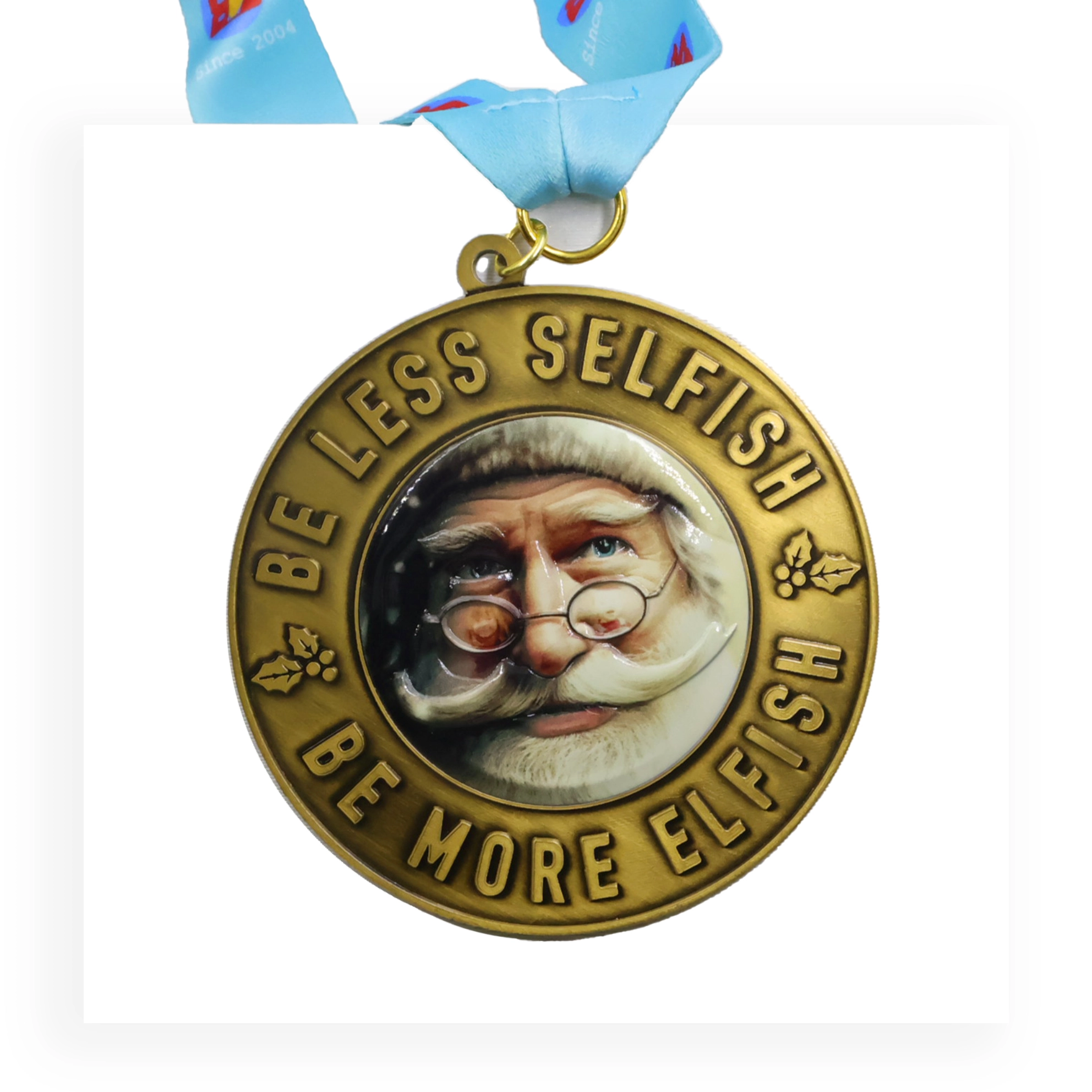 Brass Santa Christmas Medal 1