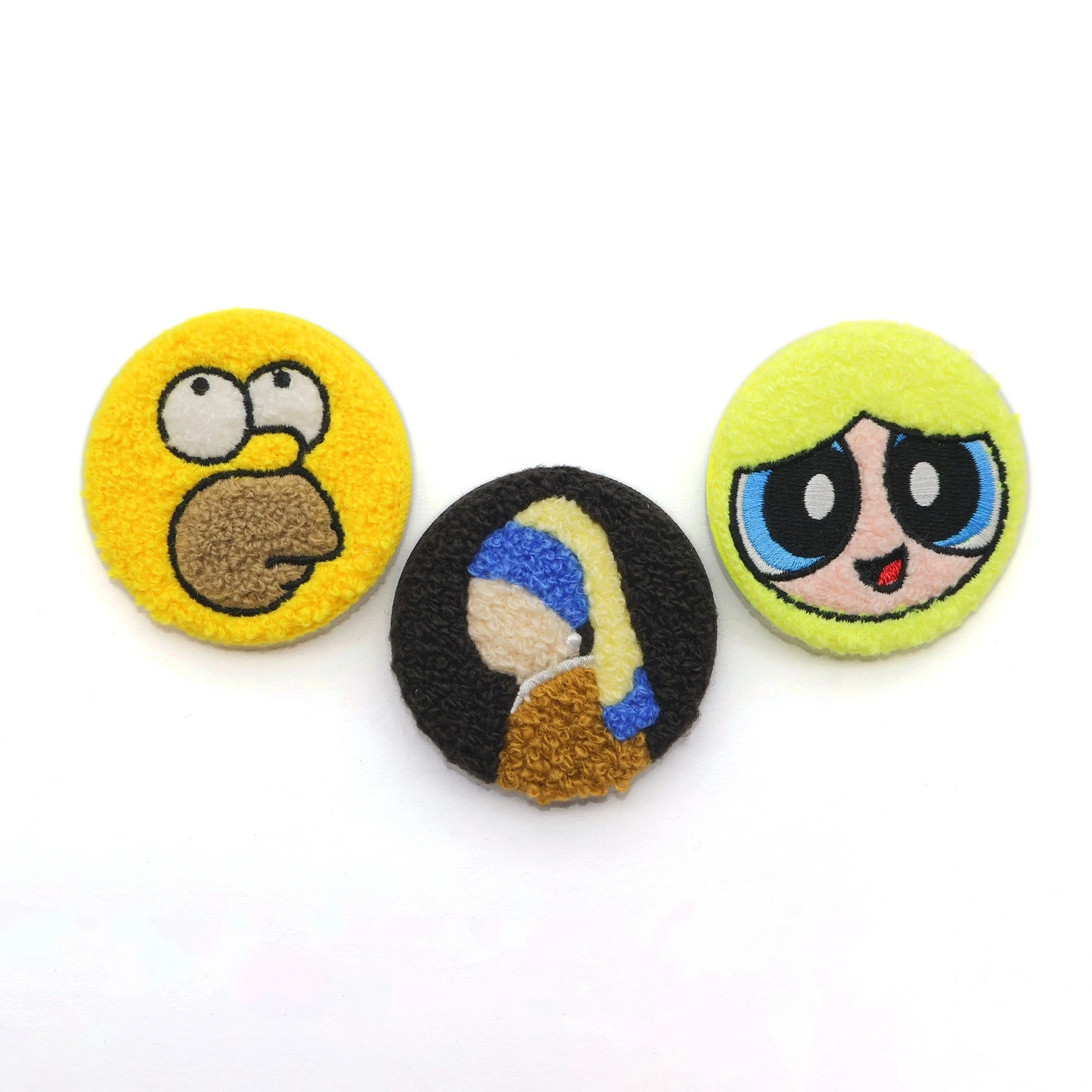 Custom Cute Cartoon Anime Plush Tie Pin Badge With Custom Logo Round Shape Plush Tinplate Button Badge 1