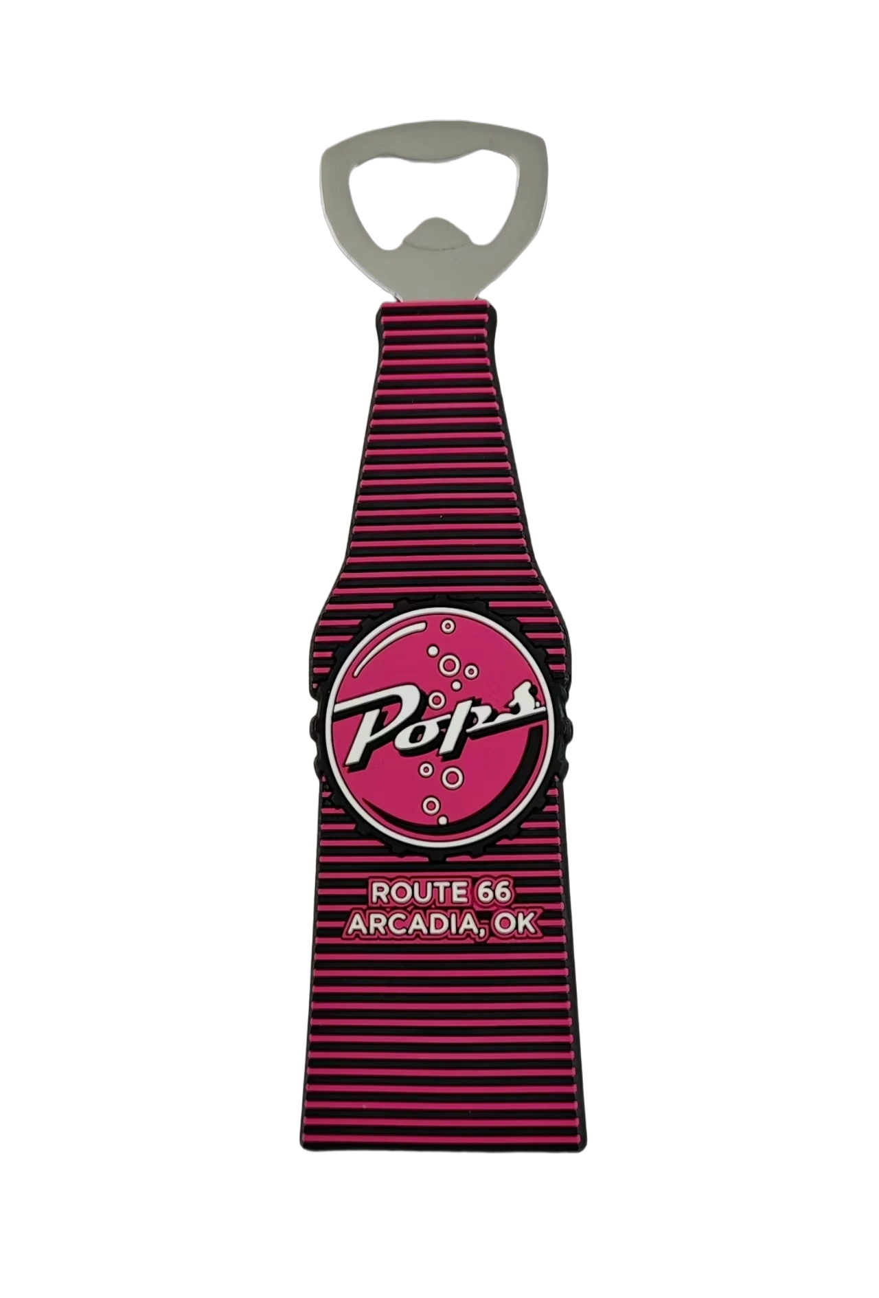 It employs an internal metal clasp and the lever principle to remove the bottle cap. 1