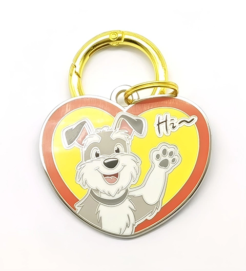 Customizable Heart Shaped Pet Dog Metal Keychain 1