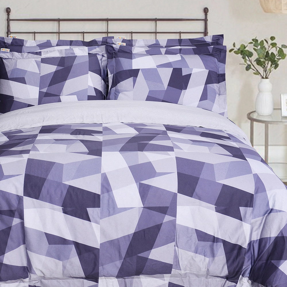 Komplettes Bettwäsche-Set aus 100 % Baumwolle, Rotationsdruck, abstrakte Geometrien 1