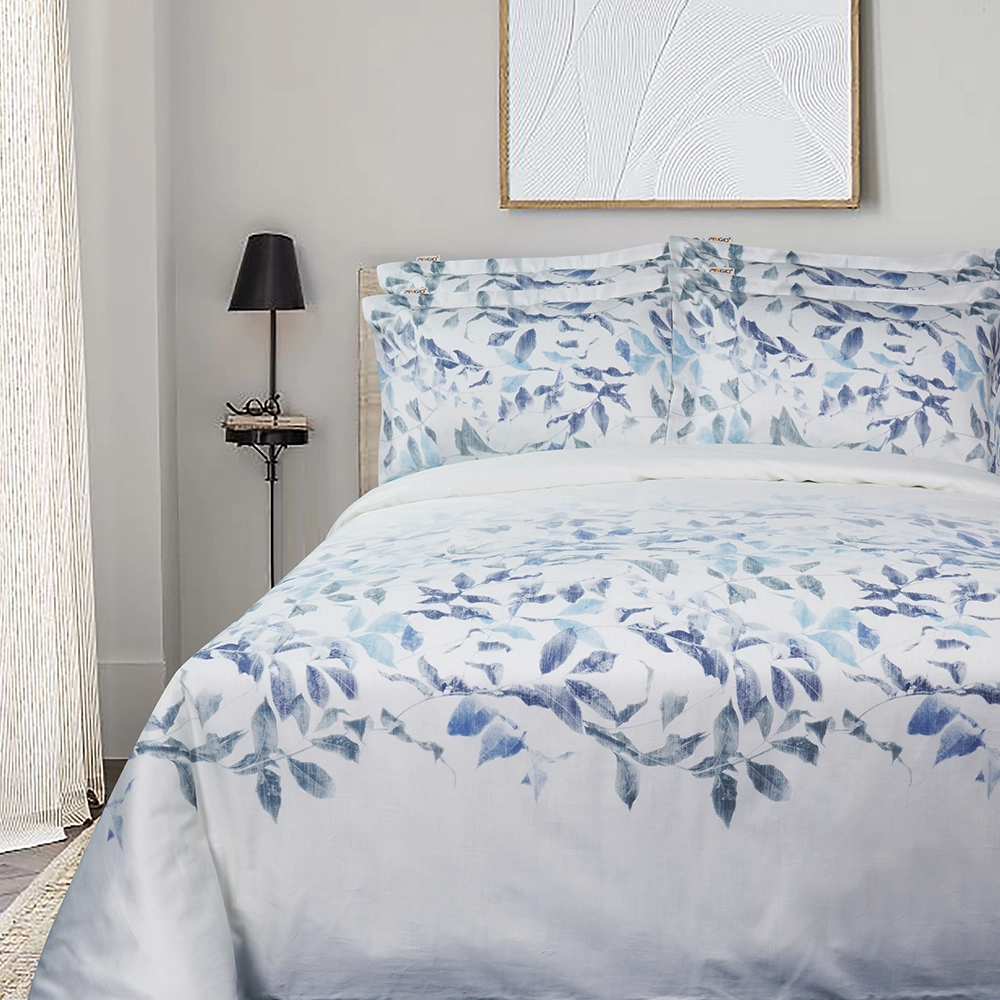 Komplettes Bettwäscheset aus 100 % Baumwolle mit Rotationsdruck, Winterblumen, Flora und Pflanzen 1