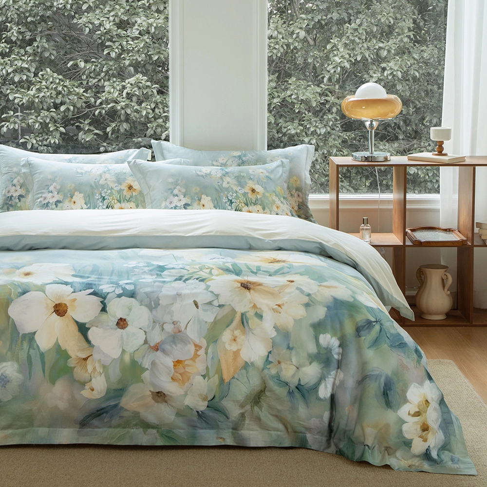 Duvet Cover Set Customized Fabric Digital Print Spring Floral Oil Painting 1