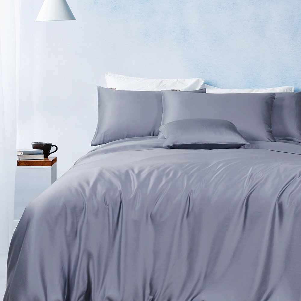 Parure de lit unie 100% Tencel™ Lyocell Drap de lit gris 1