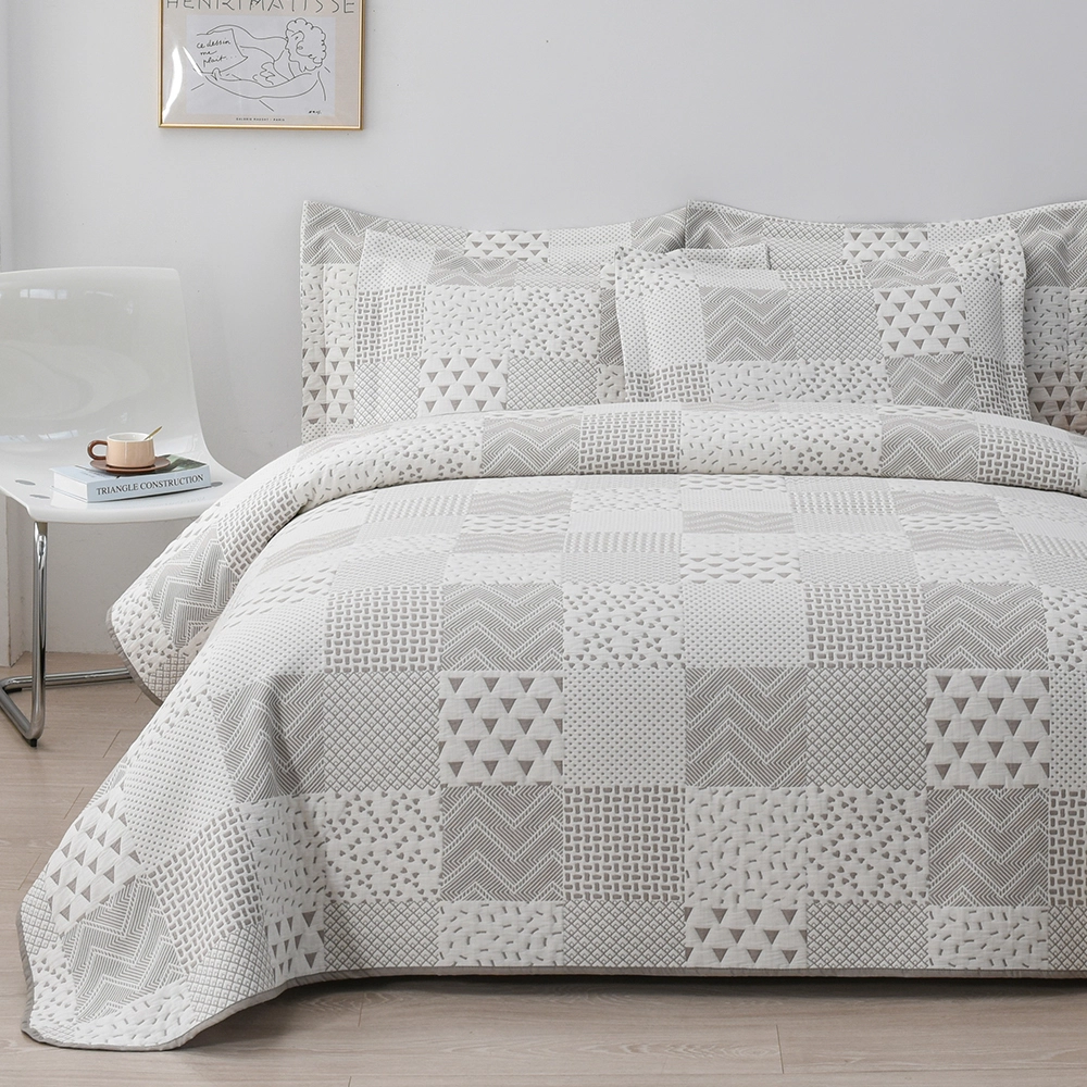 Couvre-lit en mélange de coton et polyester teint en fil, motifs patchwork 1