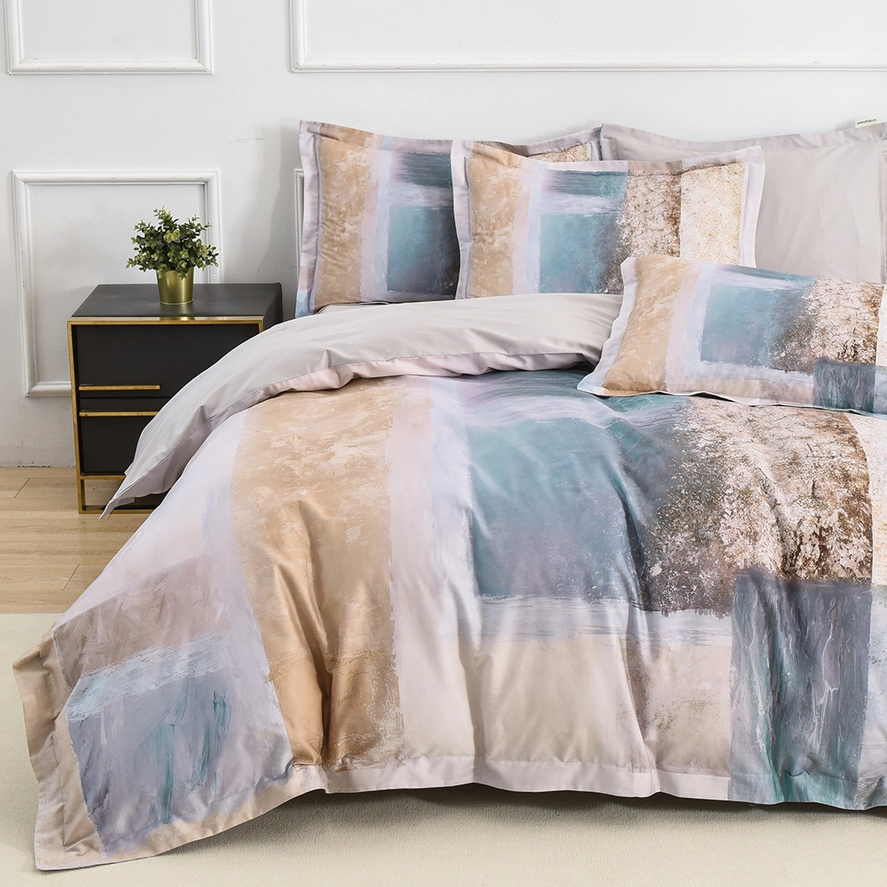 Duvet Cover Set Digital Printed Patch Work Abstract Bedding for Winter 1