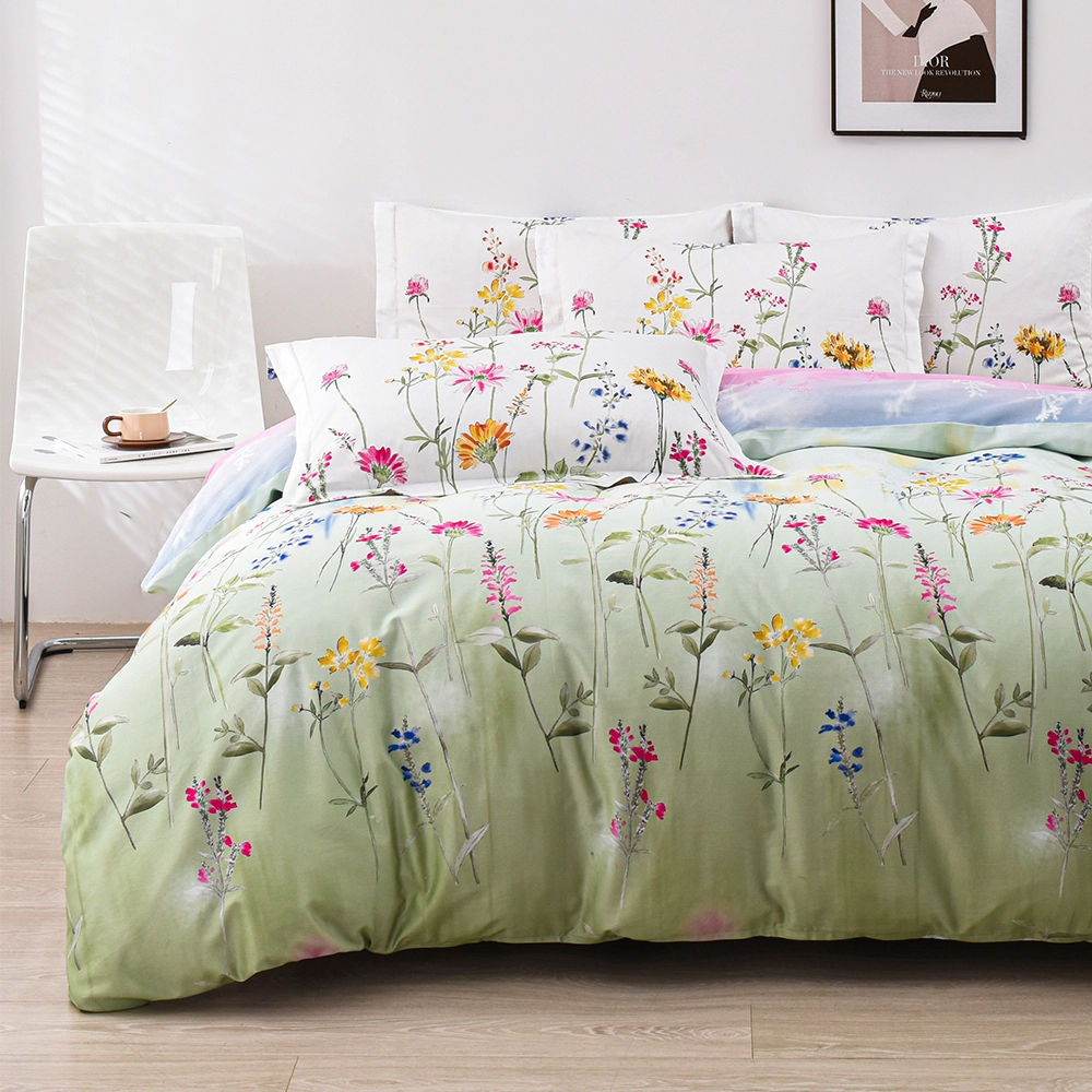 Duvet Cover Set Botanical Patterns Digital Printing Microfiber Fitted Sheet 1