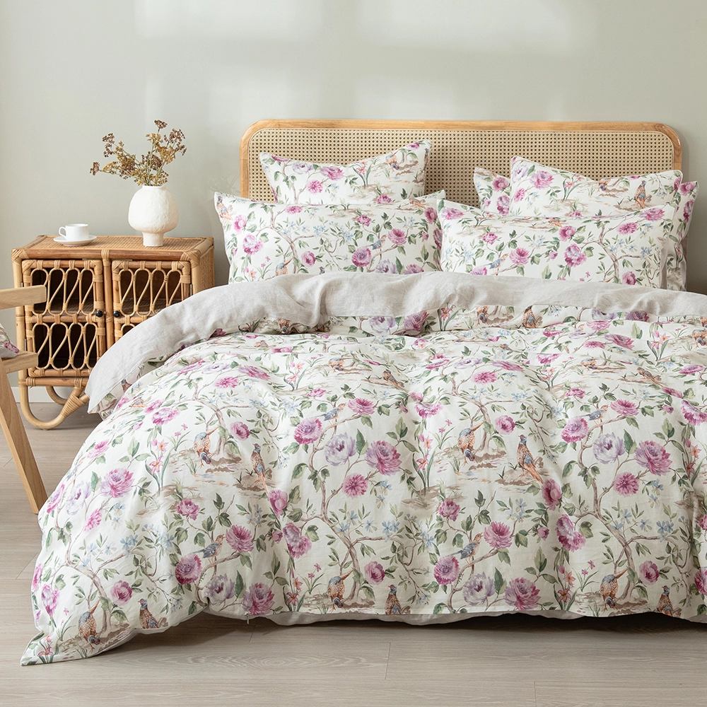 Duvet Cover Sets Linen Bedding Custom Print Plant Pattern Bedroom Bedding Set 1