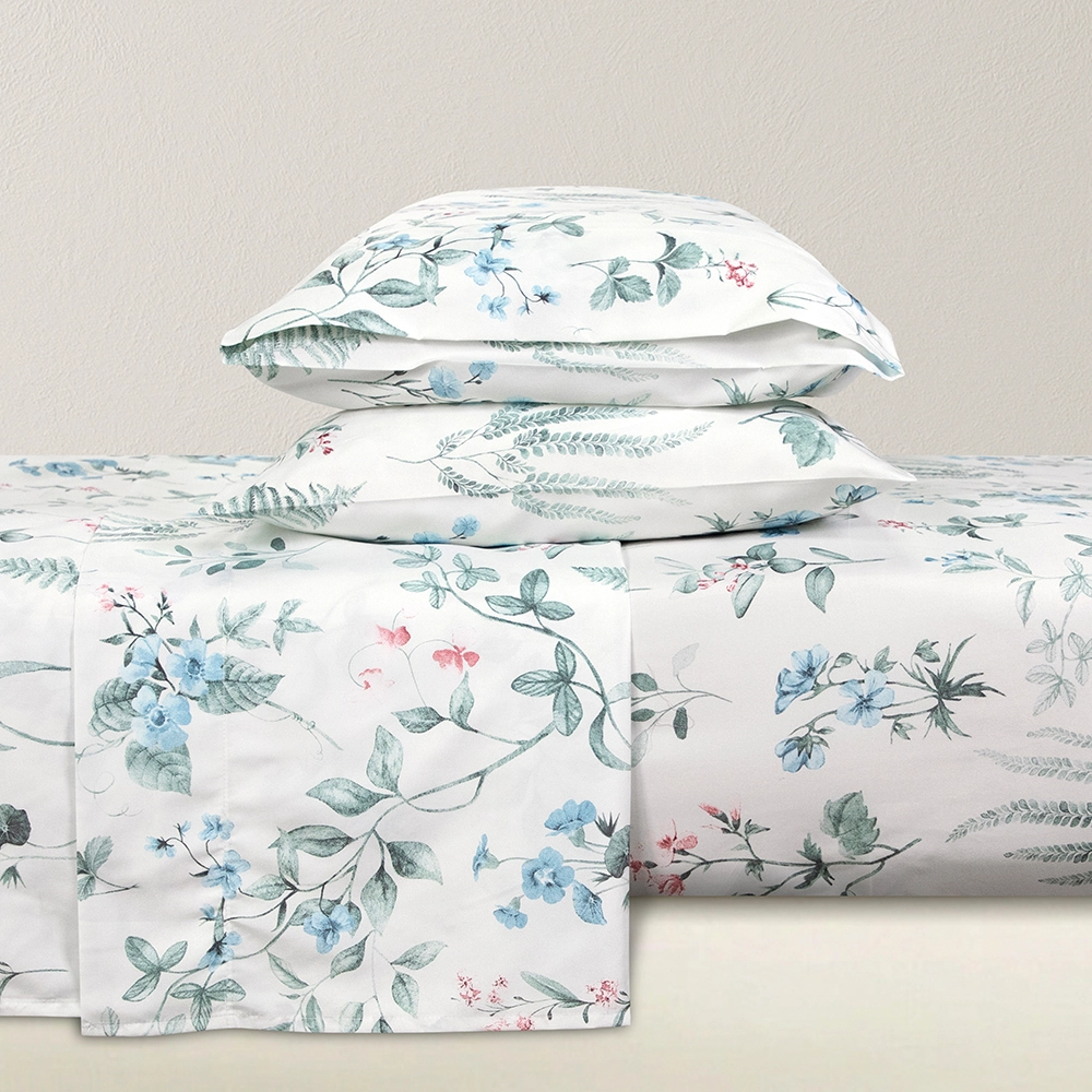 Bettwäsche-Set aus Mikrofaser mit Blumen- und Blättermuster, gebürstet 1