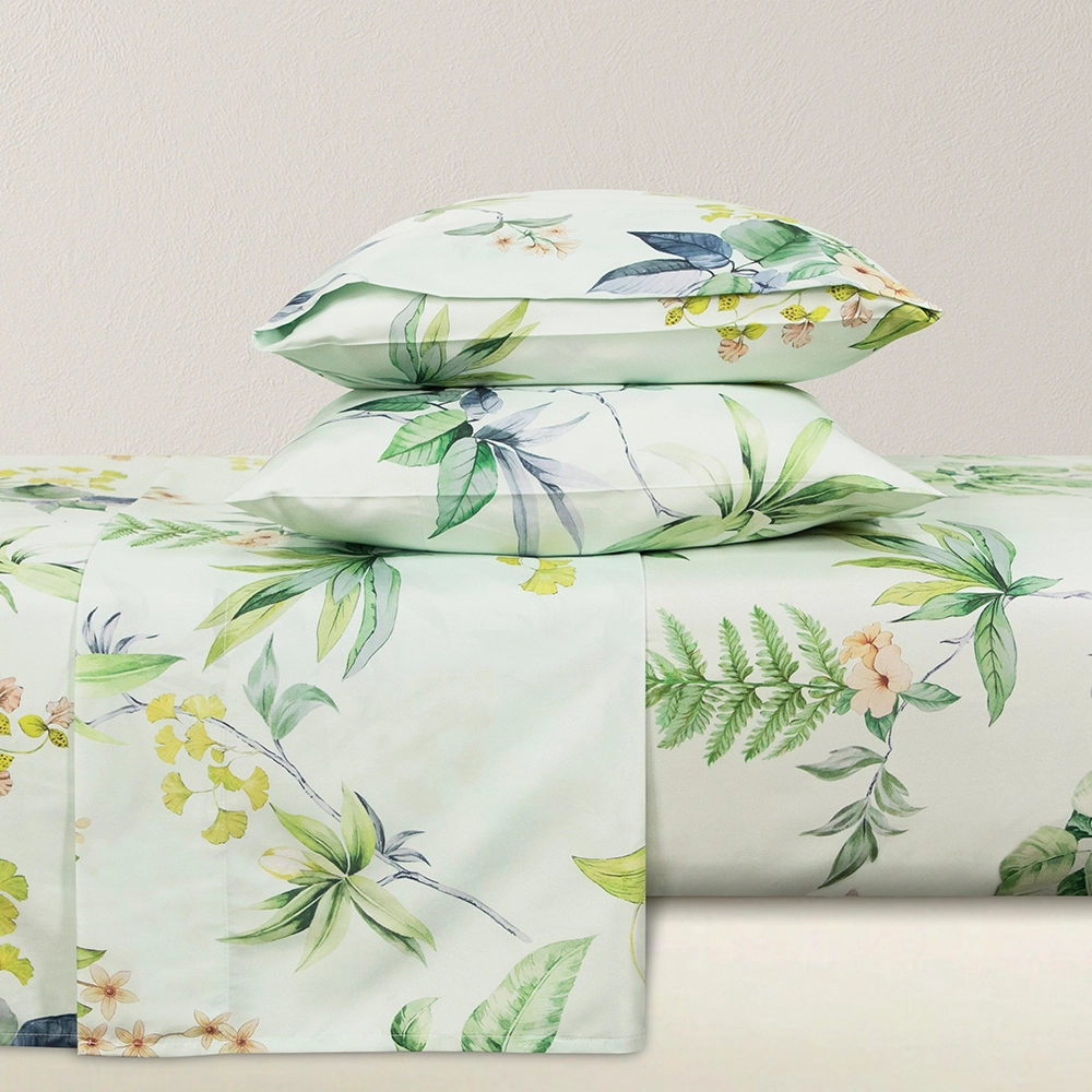 طقم ملاءات من الألياف الدقيقة المطبوعة رقميًا بنقوش الطيور والأوراق، مفروشات ناعمة الملمس 1