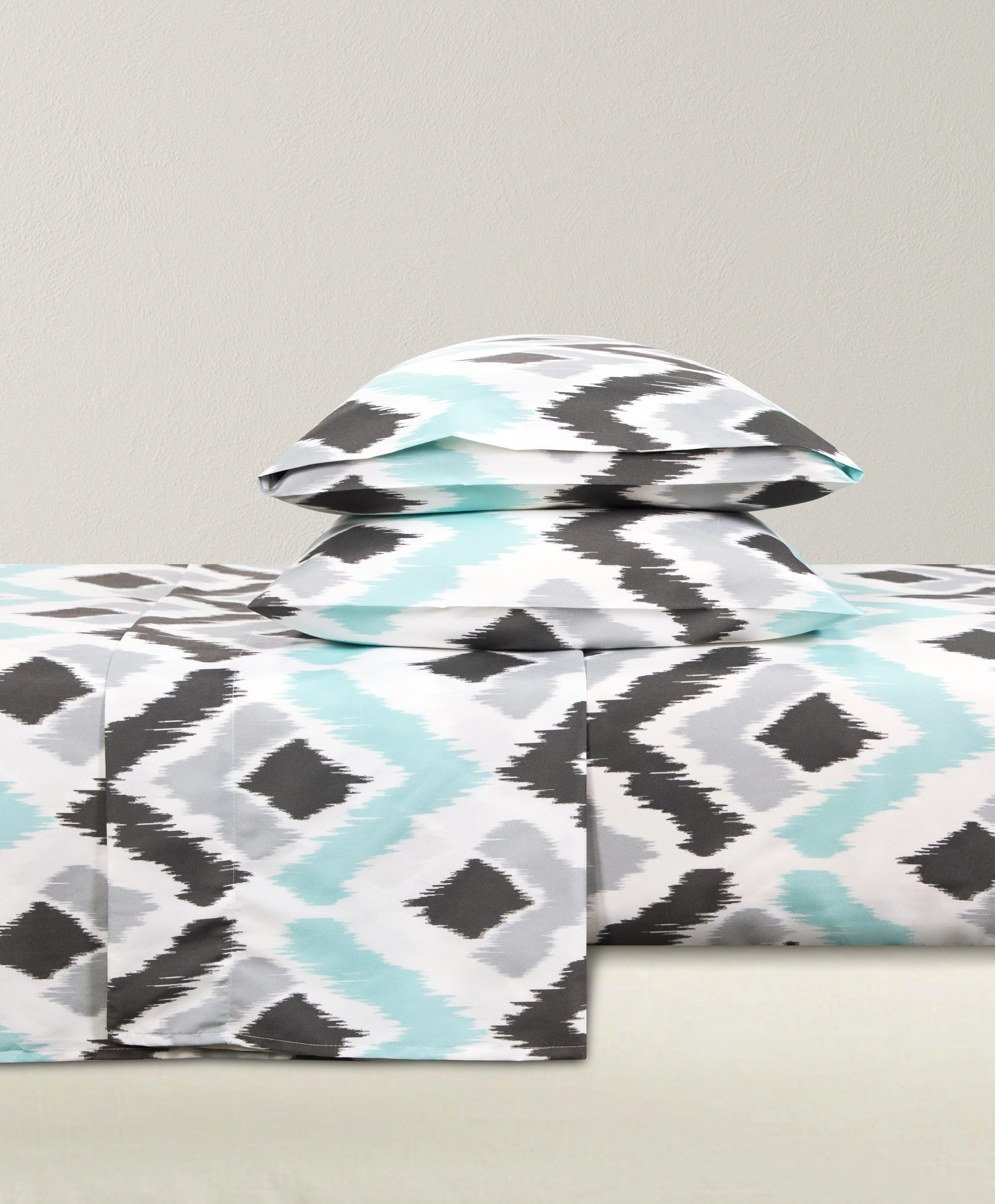 طقم ملاءات سرير مطبوع رقميًا بنقوش هندسية من الألياف الدقيقة 1