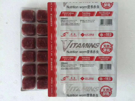 Blisterverpackungsmaschine für Fischfutter (Blutwurm). 2