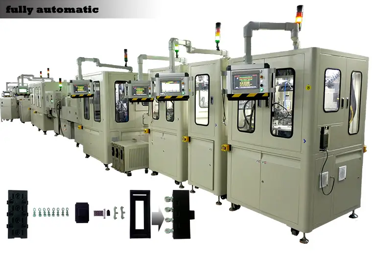 Línea de montaje automática de mini interruptor de palanca de 4 pines, balancín de metal negro hecho a medida, de vaivén 1