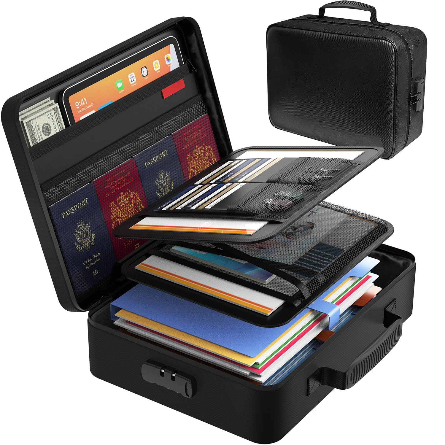 Black Fireproof Waterproof Document Box - SANJIU 1