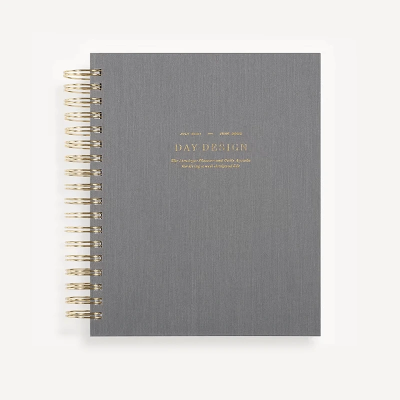 Custom 2025 Linen Fabric Spiral Daily Weekly Monthly Planner Women Working Journal Agenda Notebook 1