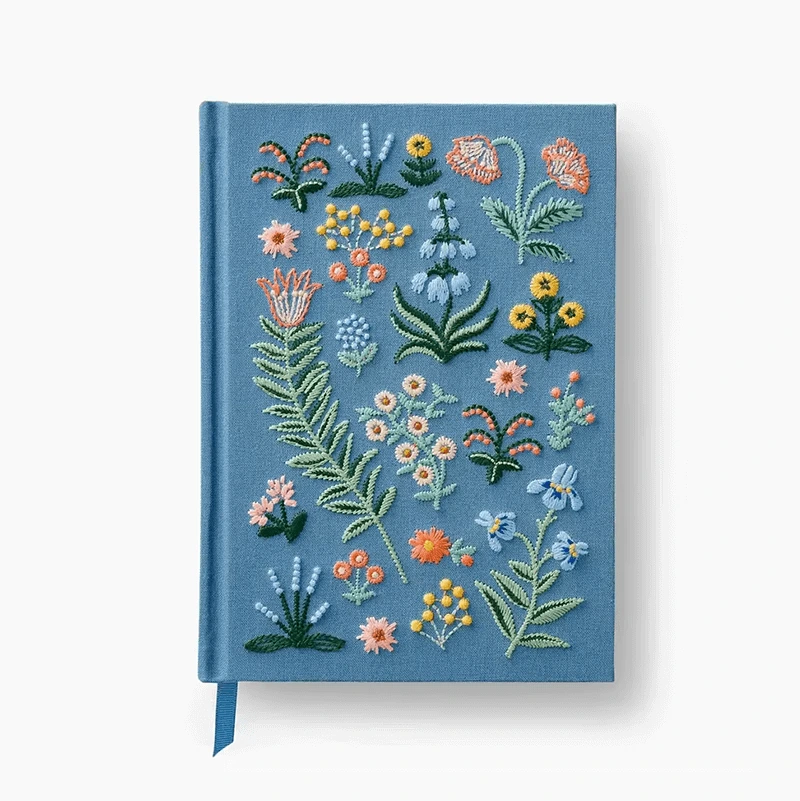 Custom Printing A5 Hardcover Lined Ruled Paper Embroidery Journal Fabric Linen Notebook 1