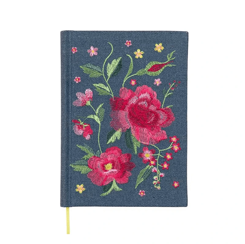 Custom Printing Hardcover Lined Ruled Paper Embroidery Journal Fabric Linen Notebook 1