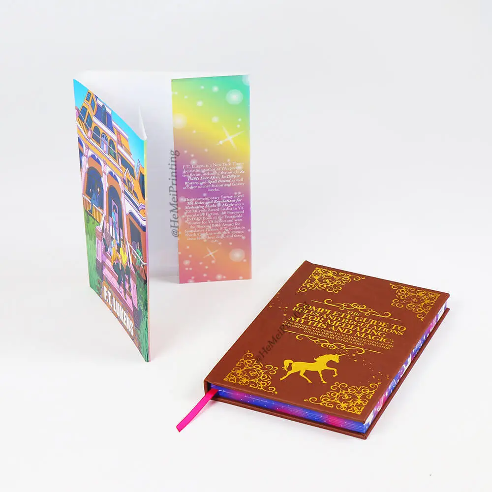 Gold Foil Hardback Book Printing Leather Bound Book Custom Sprayed Edges Book with Dust Jacket 1