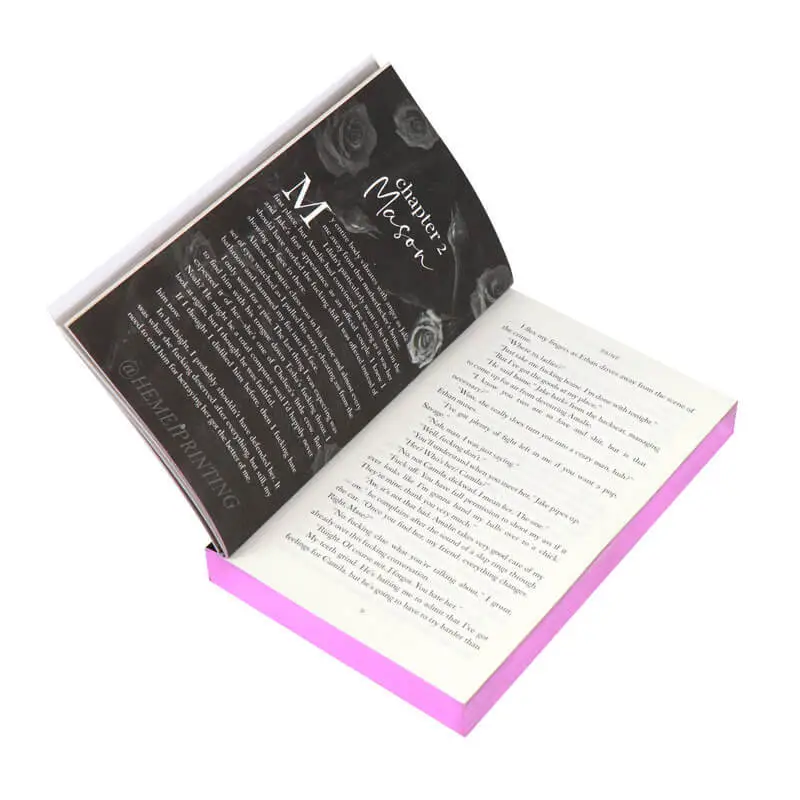 Printing Book Black Pages with White Ink Paperback Novel Sprayed Edges 1