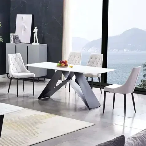Ensemble de table à manger en marbre de luxe moderne - Meubles de maison de style simple 1