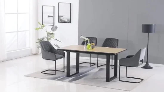 Table à manger extensible pliante en marbre en céramique, ensemble de 6 chaises modernes 1