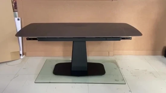 Metal Base Art Style Marble Pattern Rock Plate Dining Table Modern Style 1