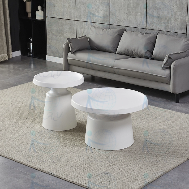 White Plastic Simple 2 Piece Coffee Table, Classic & All match for Various Style Environments 1