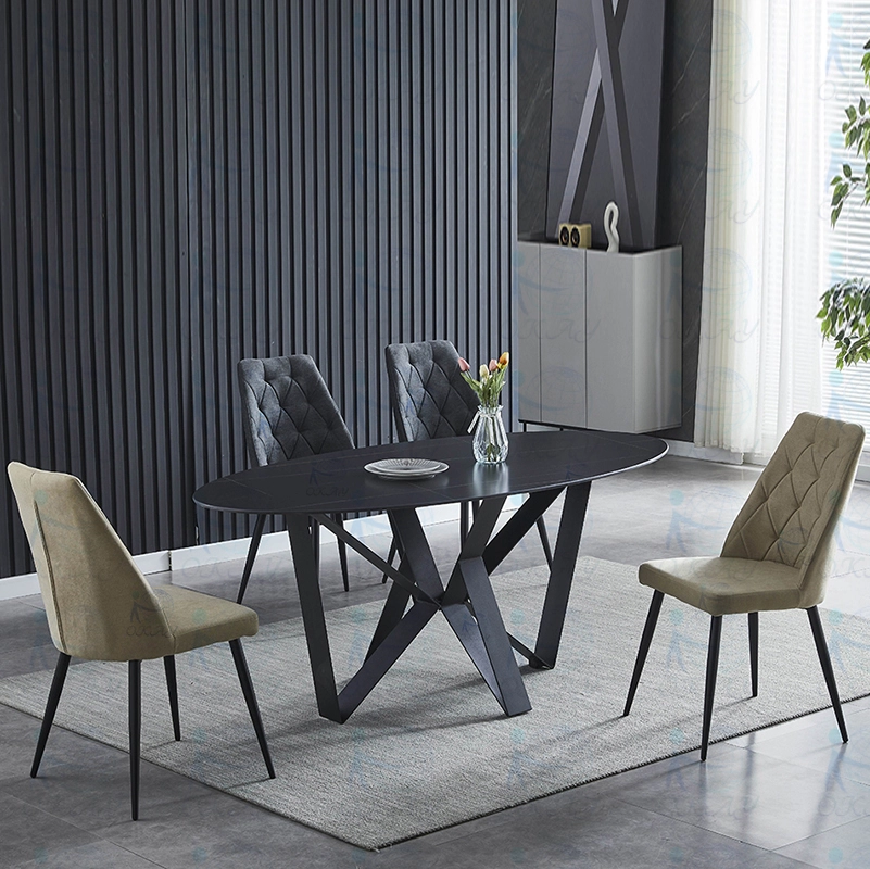 Table de salle à manger elliptique de style moderne du département d'art de style unique 1