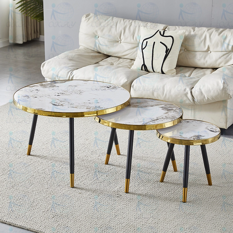The three piece set of light luxury and noble coffee table is conducive to storing modern art style 1