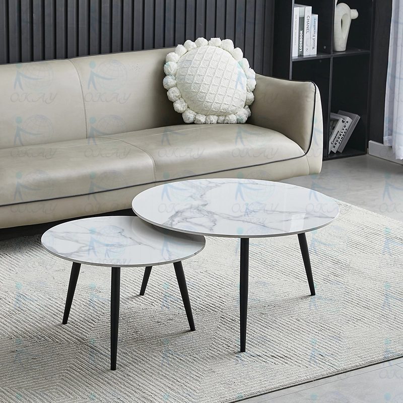 Ensemble de table basse ronde, facile à ranger, style art moderne, salon, petite table d'espace de loisirs 1