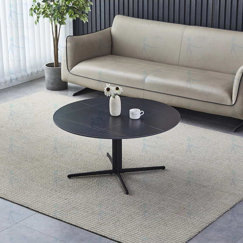 Mesa de centro exclusiva, estilo vanguardista preto, pequeno escritório de design moderno, sala de estar 1