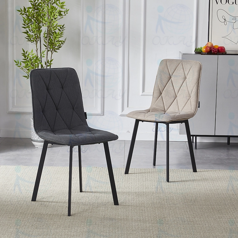 Chaises de salle à manger en tissu gris, design moderne, direct d'usine 1
