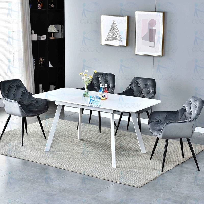 Ensemble de table à manger en verre moderne 4 places, échantillon gratuit, conception classique 1