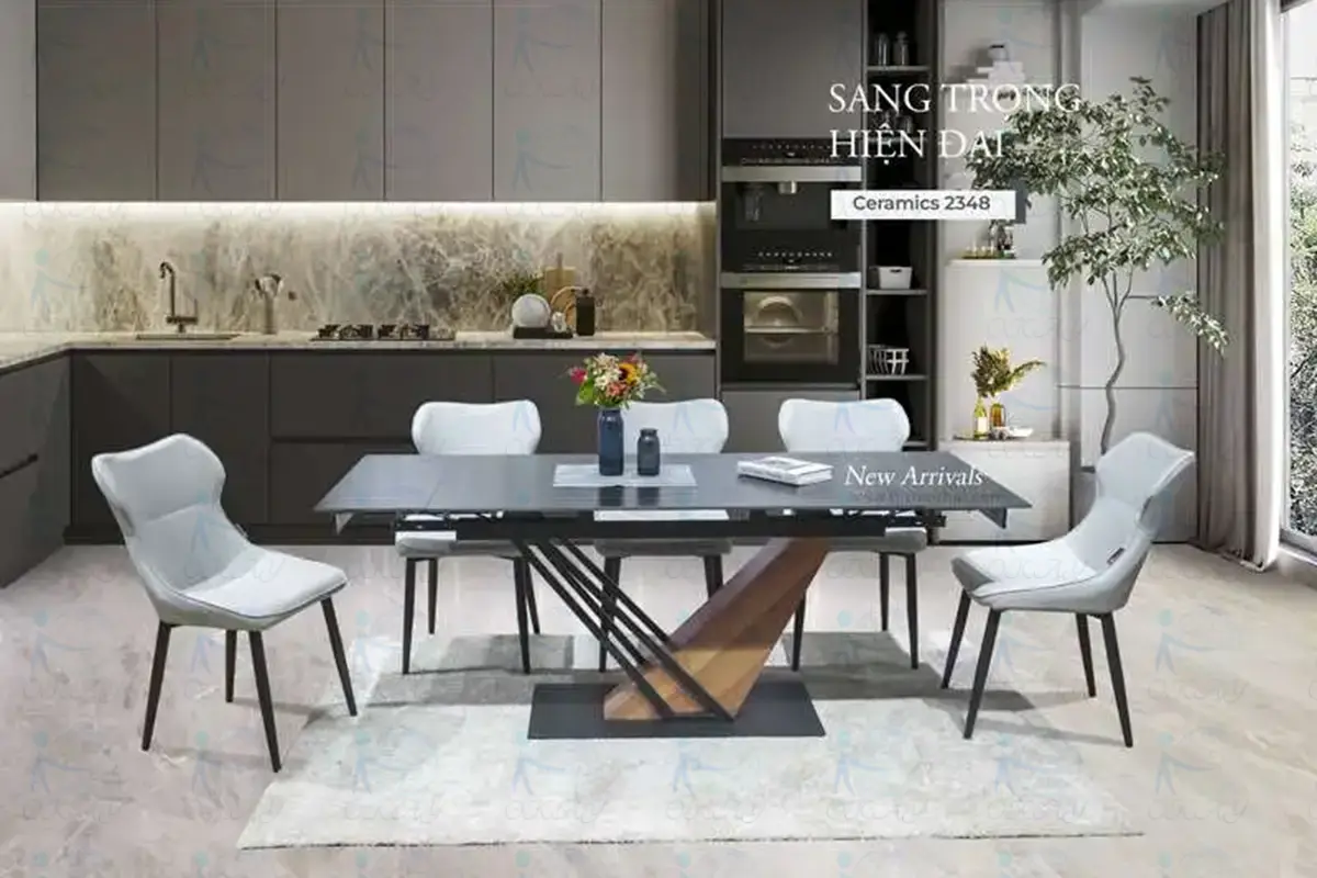 Black Ceramic Extending Dining Table Dining Room Furniture - for Home - Okay Furniture 2