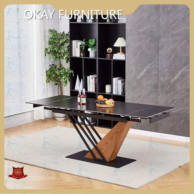 Black Ceramic Extending Dining Table Dining Room Furniture - for Home - Okay Furniture 1