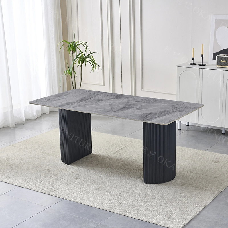 High-end Grey-hued Sintered Stone · Dual-pillar Sculptural Supports · Epitome of Italian Minimalist Aesthetics 1