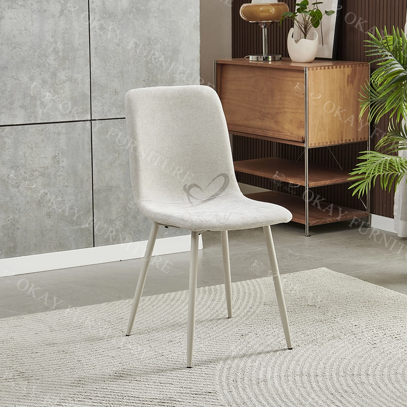 Silla de comedor moderna tapizada, respaldo ergonómico curvado, patas de metal, disponible en varios colores (2 modelos descatalogados). 1
