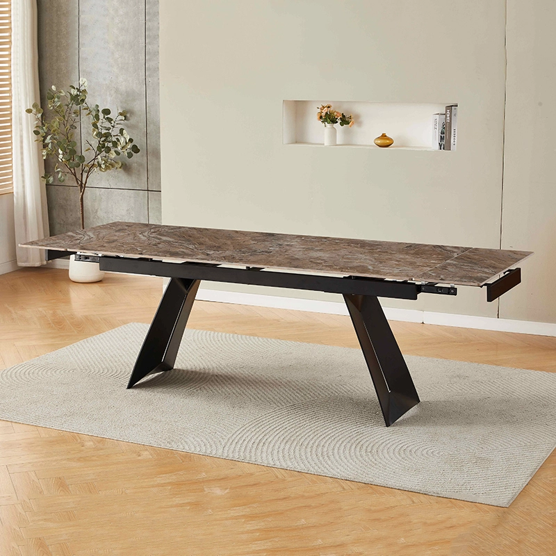 Two-way extendable sintered stone dining table, accommodates 2–10 people 1