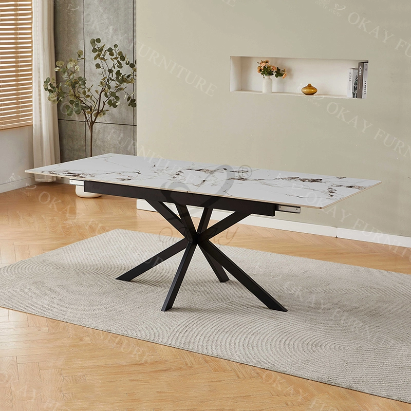 Two-way extendable sintered stone dining table, accommodates 2–10 people-1776322613121816 1