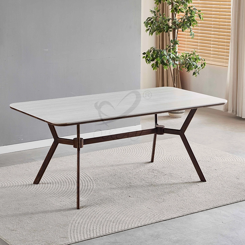 Minimalist Art Double-Cone Leg Extendable Dining Table | Italian Sculptural Base + Hidden Bidirectional Extension Mechanism-1776761597726405 1