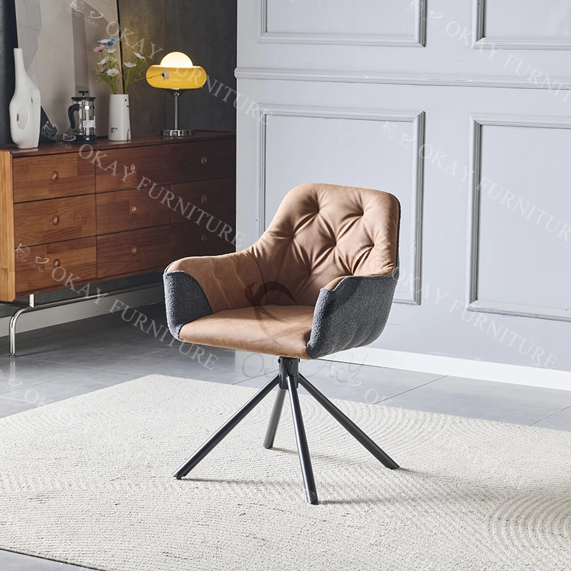 Dual-material color-block upholstery × carbon steel cross base (four legs） 1
