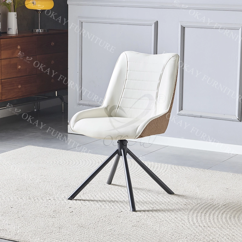 Modern Light Luxury Dual-Material Splicing Swivel Dining Chair – Nordic Comfort × Italian Minimalism 1