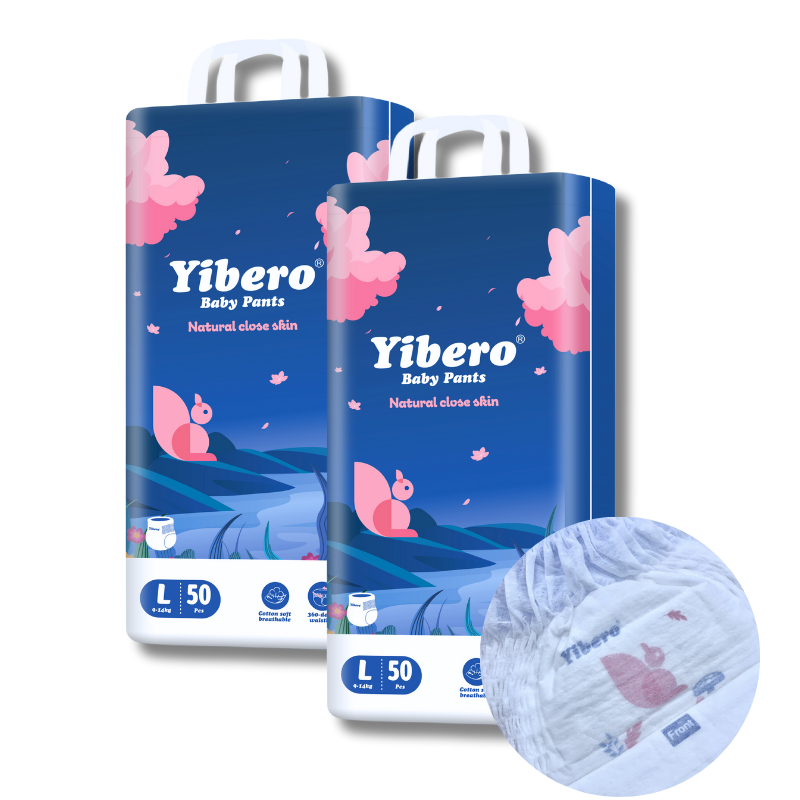 Own Brand Yibero SAP Core Baby Pants Disposable Bubble Cotton Baby Diapers With Full Elastic Waistband 2