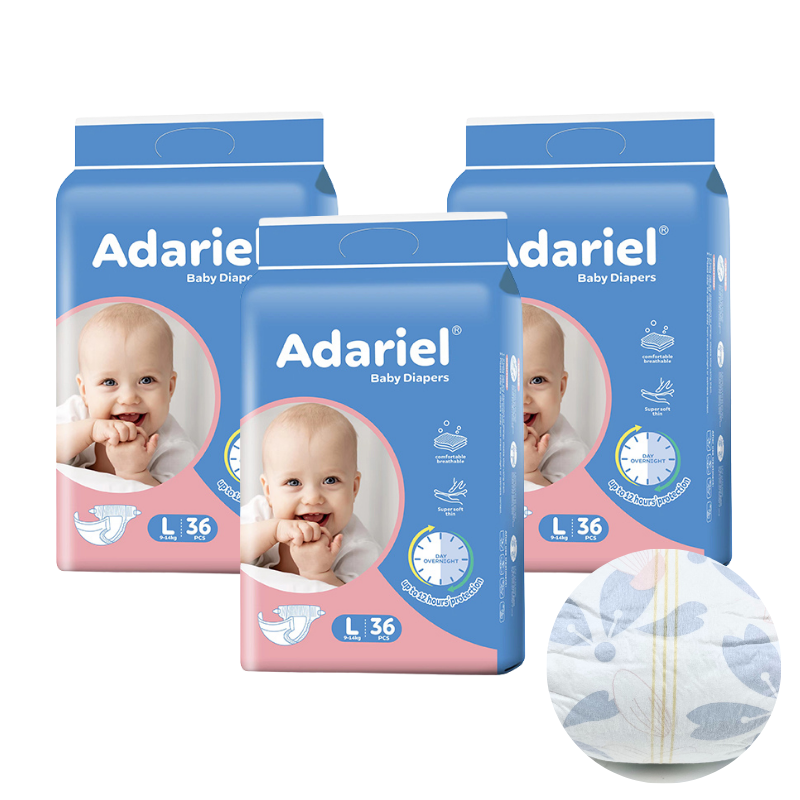 Sampel Gratis Merek OEM Popok Bayi Sekali Pakai Kustom Harga Pabrik Popok Bayi Permukaan Kering Pencegahan Kebocoran 3D yang Memanjakan 2