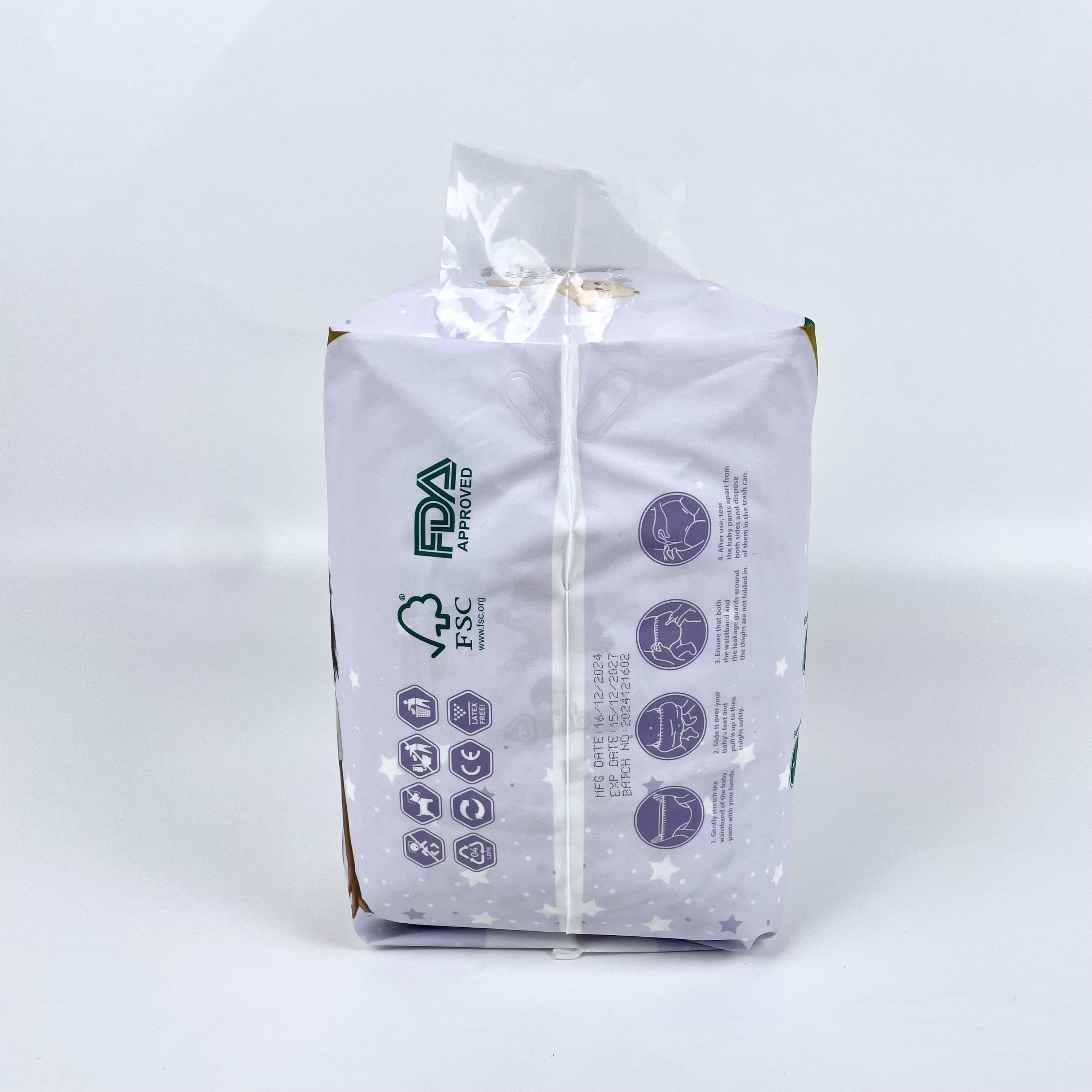 حفاضات أطفال من الدرجة الأولى من الشركات المصنعة بالجملة، حفاضات أطفال مخصصة للاستعمال مرة واحدة بحزام مطاطي 360 درجة، حفاضات أطفال عالية الامتصاص 4